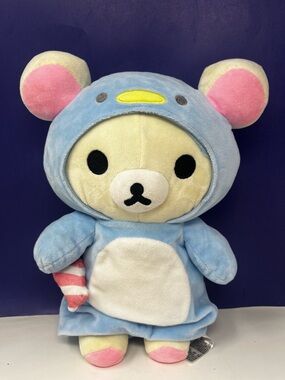 Rilakkuma San-X Shima Shima Bear w/ Fish Penguin Costume Plush 14”